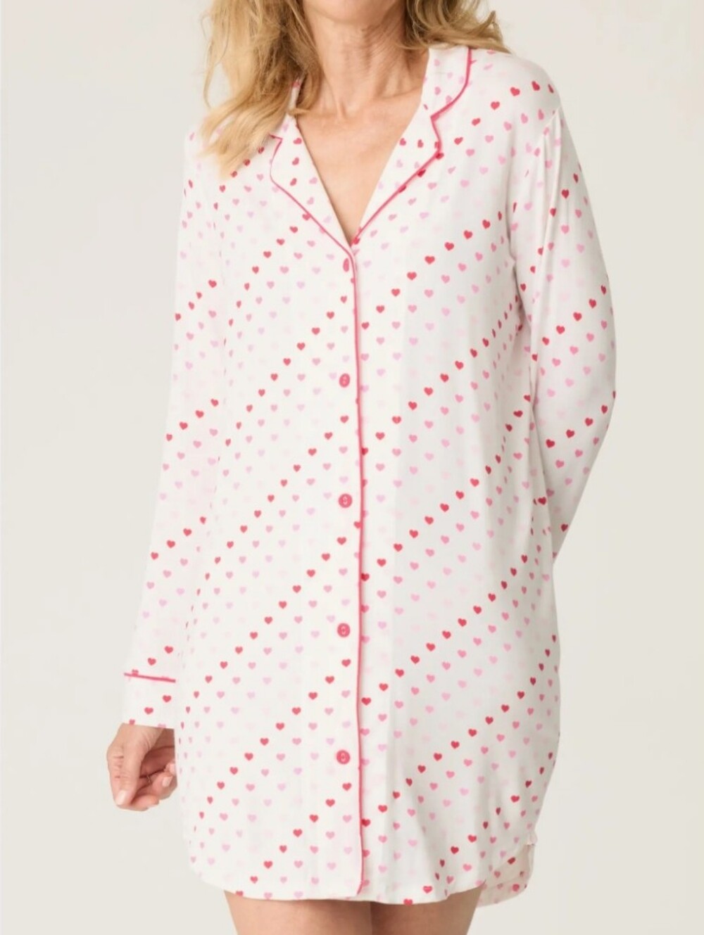 PJ Salvage Daydream Jersey Nightshirt Heart Print Pajama Shirt Dress Size M